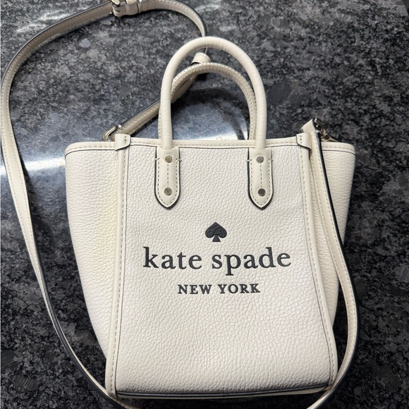 Kate Spade mini tote pebbled leather parchment. - Picture 3 of 6